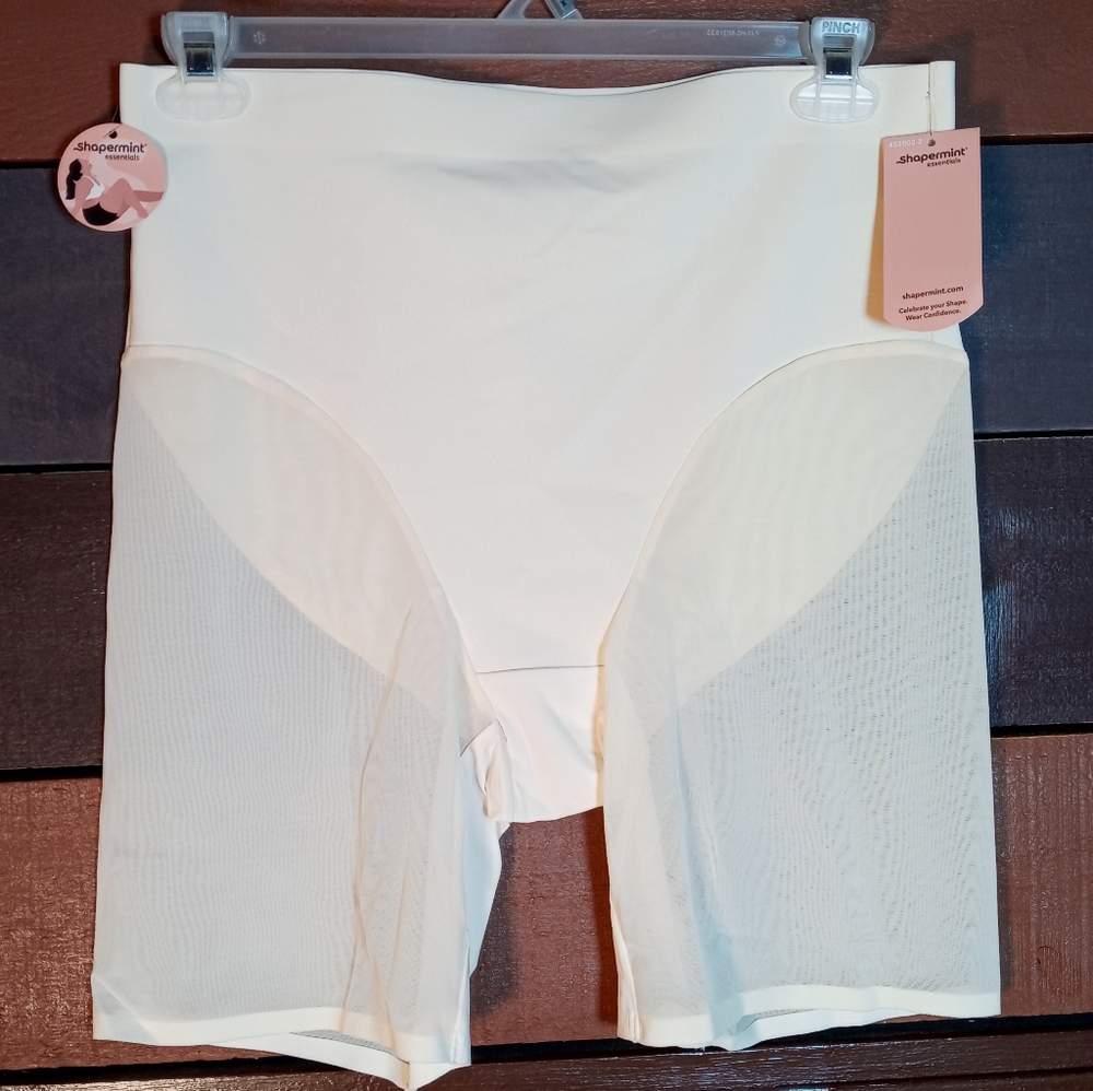 NWT 2X Shapermint Essentials Lt Beige Empower Mesh Shaper Short Has Cotton Liner